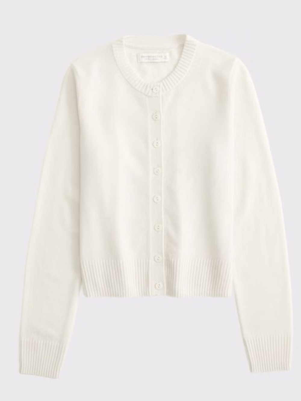 Abercrombie & Fitch Merino Wool-Blend Slim Crew Cardigan Ivory Size Large